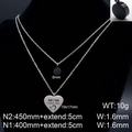 Double-layer silver stainless steel heart necklace with MOM I LOVE YOU engraving - Steel/Silver (KN109778-KFC)