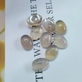 Polished oval translucent gray agate stones for jewelry inlay and DIY craft accessories - 6*8mm / Grey Agate