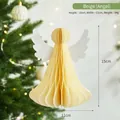 Hanging beige honeycomb paper angel ornament for Christmas tree decor 15x11cm - 15CM / Angel / Beige