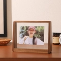 Minimalist trapezoid walnut wood photo frame with double-sided transparent glass - A4 / Walnut Wood / Horizontal
