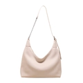 Grande borsa a spalla in maglia crema con apertura a V e tracolla a catena da donna - Bianco