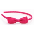 Cerchietto semplice con fiocco in nastro grosgrain di colore rosa magenta - Rosa fragola