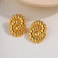18k gold plated titanium earrings featuring luxury 3D floral relief and diamond accents - Twisted Entwined