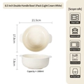 Zuppiera in ceramica da 8,5 pollici con doppi manici bianco crema capacità da 1000ml - Ciotola a Doppio Manico a Strisce da 8,5 Pollici / Bianco Crema