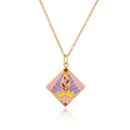 Gold-plated bohemian necklace with colorful enamel geometric diamond pendant and zircon - 22527/Colorful Enamel/Rhombus