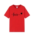 Standard adult red cotton short sleeve T-shirt featuring a black Love heart art print - XS / Red 317 (Black Print)