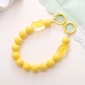 Detail of yellow acrylic beaded strap with cute bear charms and round snap hooks - Yellow Bear Style (K1673)