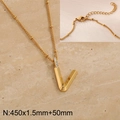 Golden letter V necklace with zircon inlay and satellite chain for women - Gold Letter V (KN286991-Z)