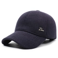 Berretto da baseball invernale viola scuro da uomo con paraorecchie in calda lana - Regolabile / Blu navy