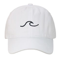 Detailed embroidery of black wave patterns on a white washed cotton baseball cap - Adjustable / White
