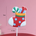 Christmas stocking silicone cake topper decoration with candy cane and gift box details - Gift Sock