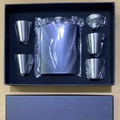Portable 8oz stainless steel hip flask gift set with four cups and funnel in silver - 8oz Black 4 Cups Set 230ml