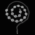 Detail of silver metal chain belt with vintage coin charms and adjustable ball pendant - Silver Round Coin Ball (Style 9)