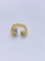 Macro detail of gold-plated conch ring with pavé-set sparkling crystals - Seashell Rhinestone Pave Design (戒指01)