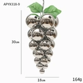 Silver mirror ball grape-shaped Christmas ornament with green leaves, height 30cm - Large (30cm) / Silver