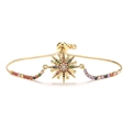 Adjustable gold snowflake bracelet with multi-color zircon stones and sliding clasp - Star Gold
