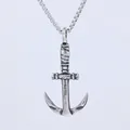 Vintage-Ankeranhänger-Halskette in Antiksilber-Finish mit quadratischer Gliederkette - Antiksilber Seil Anker Stil (B0608)