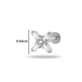 X-shaped G23 titanium labret stud with zircon stones and 0.64cm length measurement - 8# X-Shape Cross Style / Silver
