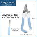 Blue stainless steel pet nail clipper and metal file set for dogs and cats over 4kg - Large Set (With File) / Sky Blue