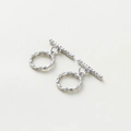 Silver plated copper toggle clasp with hammered texture for DIY jewelry making - Platinum Irregular Round OT Clasp - 2Pcs/Pack