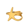 Adjustable golden starfish ring with minimalist design and polished metallic finish - Gold Starfish Style