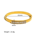 Detail view of gold-plated bangle with rectangular zircon inlay and 61mm inner diameter - Gold / White Zirconia / 61mm