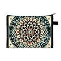 Mandala pattern makeup bag with colorful blue and orange print and black zipper - Pattern 08