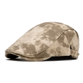 Unisex beige and brown tie-dye newsboy cap with vintage metal buckle and soft top - Adjustable / Khaki