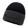 Berretto invernale da uomo in maglia a coste nero e grigio con fodera in pile - Patchwork Nero e Grigio