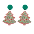 Detail of red and green glitter Christmas tree earrings with sparkling resin finish - Red and Green Tree