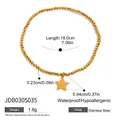 Bracciale elastico in perline d'oro in acciaio inossidabile con ciondolo a stella liscia - Bracciale di Perline con Ciondolo a Stella Dorata (JDB0305035)