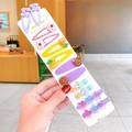 Colorful set of 12 cartoon hair clips with purple bows and rainbow unicorn for girls - 6# Yellow & Purple