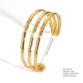 Bracciale rigido in acciaio inossidabile placcato oro 18K stile bamboo multistrato - Stile bambù multistrato oro (B669-04)