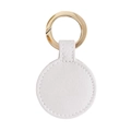White leather magnetic hat clip with lychee texture and gold D-ring for bags - Round Style / White