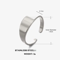 Anello aperto minimalista in acciaio inox argento con larghezza 0,7 cm e diametro 1,6 cm - Larghezza 0,7cm/Diametro Interno 1,6cm / Argento