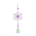 Colorful crystal snowflake hanging ornament with faceted purple beads and teardrop pendant - Transparent Purple Crystal Waterdrop
