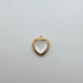 18K gold plated heart pendant with white mother of pearl inlay and beaded edges - Small Heart (White Shell)