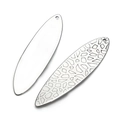 Detailed view of oval stainless steel pendants with smooth and leopard texture finishes - Leopard Texture Oval Pendant 13mmx47mm
