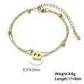 Double-layer gold stainless steel chain bracelet with round beads and letter B pendant - Letter-B / Gold