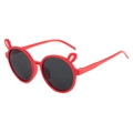 Lunettes de soleil rouges pour enfants avec oreilles de lapin et verres ronds foncés - Monture Rouge Verres Gris