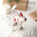 Handmade wool felt Christmas reindeer ornament in beige with a red festive hat and scarf - No. 6 (Cream Reindeer with Red Hat)