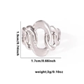 Silver titanium steel fishtail ring with hollow chain design and size specifications - TYR0499 / Silver Chunky Chain Hollow