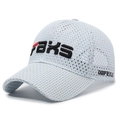 Light gray breathable mesh baseball cap with red and black letter embroidery - Light Gray