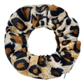 Classic leopard print velvet scrunchie in gold, brown and black tones for women - Yellow Leopard