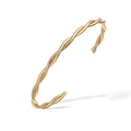 18K gold plated stainless steel twisted open bangle bracelet for a minimalist vintage look - Gold Twisted Style (31997)