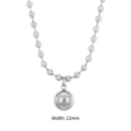 Collana a catena con sfere d'argento e pendente a sfera cava da 12 mm in stile minimal - Collana in Acciaio 12mm