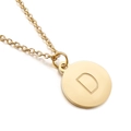 Collier minimaliste en acier inoxydable doré avec pendentif pièce poli et lettre D - Lettre D