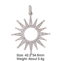 Detail view of silver sun pendant with white stones and 42.2x34.8mm size specs - Copper Pendant 32 (Silver Large Sun)