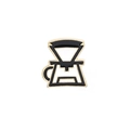 Retro black enamel coffee dripper and server badge with a polished gold finish - Hand Pour Kettle Style (C1562-2)