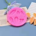 Rosa Silikonform mit 6 Blattformen für Schokolade, Fondant und Seifendekoration - 6 Blattformen / Rosa